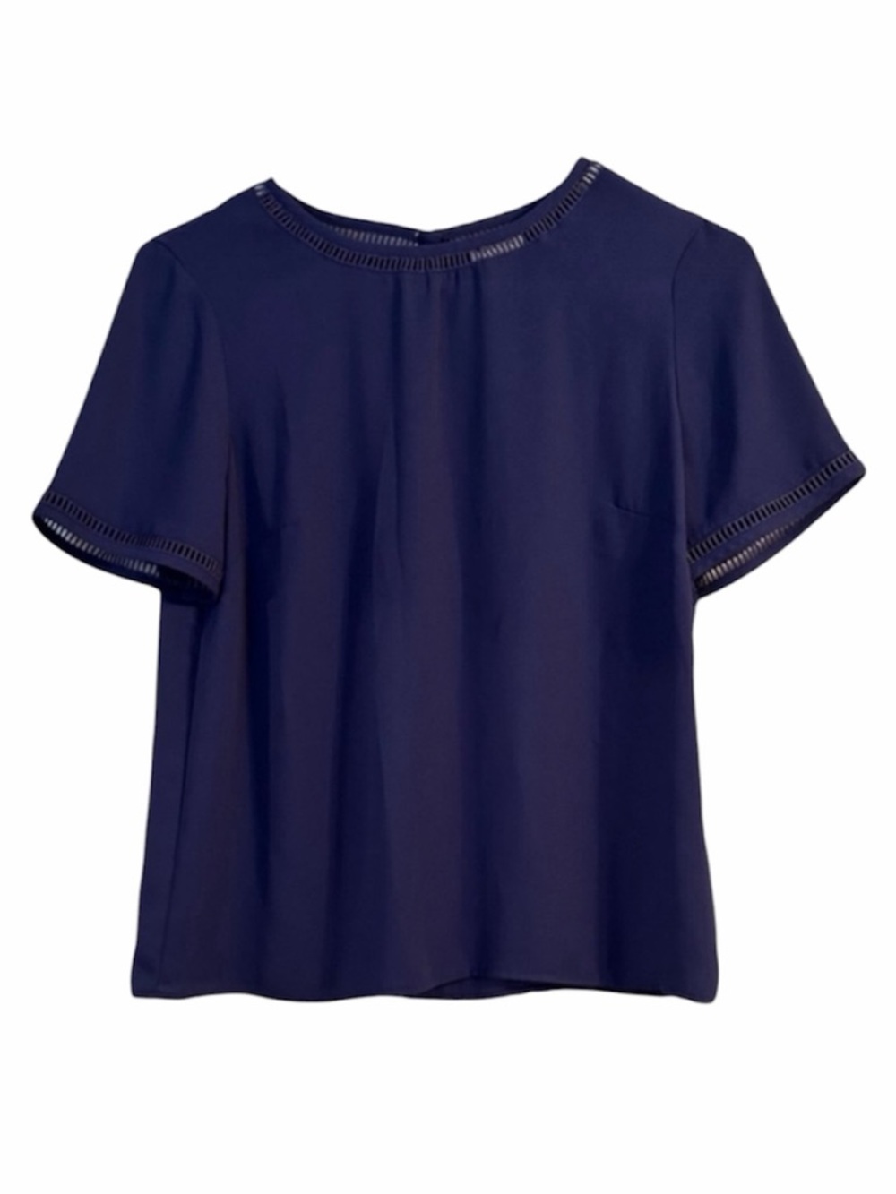 J. CREW Dark Blue Short Sleeve Top with Cut Out Details